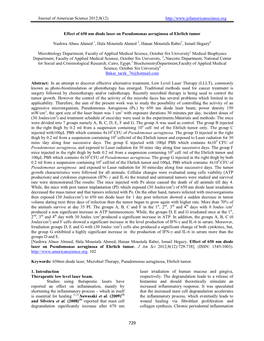 Effect of 650 Nm Diode Laser on Pseudomonas Aeruginosa of Ehrlich Tumor