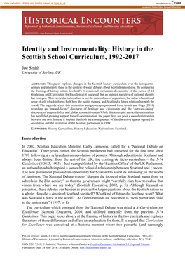 History in the Scottish School Curriculum, 1992-2017