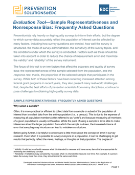 Sample Representativeness and Nonresponse Bias: Frequently Asked Questions