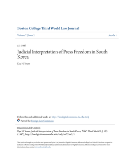 Judicial Interpretation of Press Freedom in South Korea Kyu H