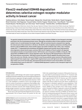 Fbxo22-Mediated KDM4B Degradation Determines Selective Estrogen Receptor Modulator Activity in Breast Cancer