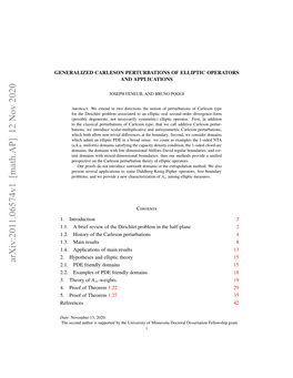 Generalized Carleson Perturbations of Elliptic Operators and Applications