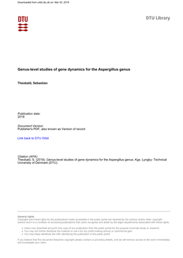 Genus-Level Studies of Gene Dynamics for the Aspergillus Genus