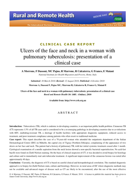 Ulcers of the Face and Neck in a Woman with Pulmonary Tuberculosis: Presentation of a Clinical Case