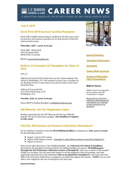 Career News Archives Join Us! Archive of Recorded Sullivant & Cromwell LLP Invites First Year Law School Students Who CSO Presentations Will Be in Washington, D.C