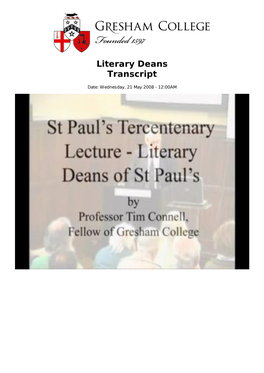 Literary Deans Transcript