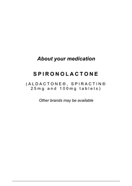 About Your Medication SPIRONOLACTONE