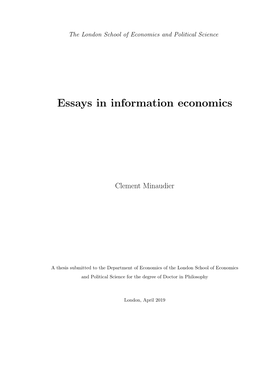 Essays in Information Economics