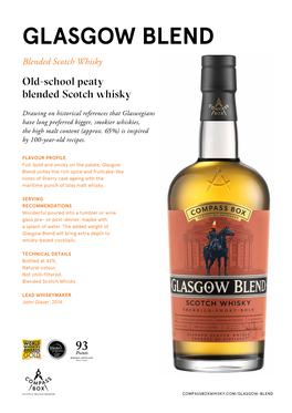 GLASGOW BLEND Blended Scotch Whisky Old-School Peaty Blended Scotch Whisky