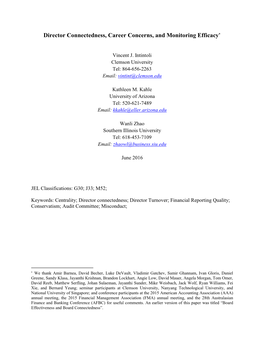 Director Connectedness, Career Concerns, and Monitoring Efficacy∗