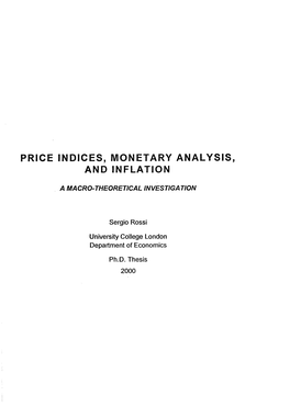 Price Indices, Monetary Analysis, and Inflation: a Macro-Theoretical