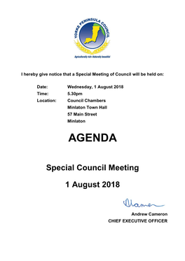 Agenda of Special Council Meeting
