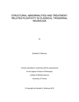 Related Plasticity in Classical Trigeminal Neuralgia