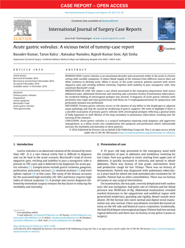 Acute Gastric Volvulus: a Vicious Twist of Tummy-Case Report