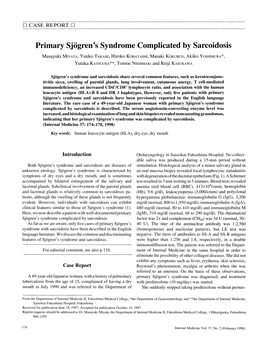 Primary Sjogren's Syndromecomplicated By