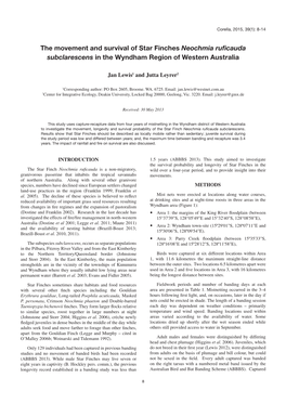 The Movement and Survival of Star Finches Neochmia Ruficauda Subclarescens in the Wyndham Region of Western Australia