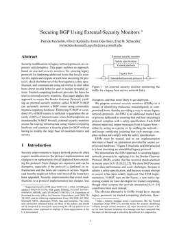 Securing BGP Using External Security Monitors ∗