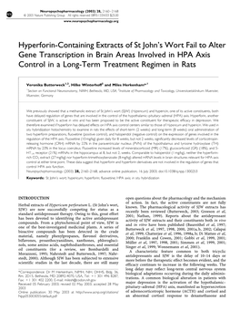 Hyperforin-Containing Extracts of St John's Wort Fail to Alter Gene