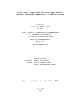 Small-Time Large Deviations for Sample Paths of Inﬁnite-Dimensional Symmetric Dirichlet Processes