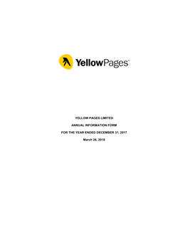 Yellow Pages Limited Annual Information Form for The