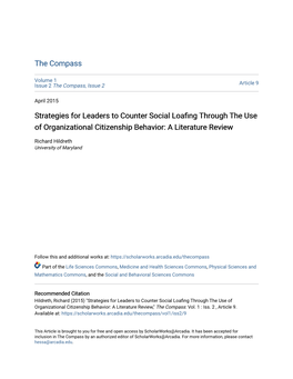Strategies for Leaders to Counter Social Loafing Through the Use of Organizational Citizenship Behavior: a Literature Review