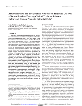 Antiproliferative and Proapoptotic Activities of Triptolide