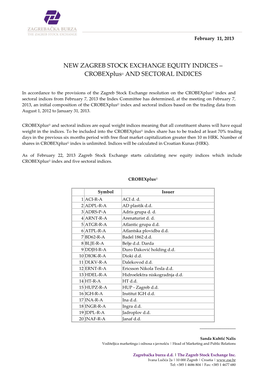 Crobexplus© and SECTORAL INDICES