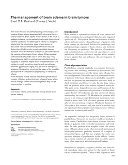 The Management of Brain Edema in Brain Tumors Evert C.A