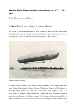 Zeppelin: the Airship and the Need for Diversification After WW I (1918- 1929)