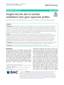 Insights Into the Skin of Caecilian Amphibians from Gene Expression Profiles María Torres-Sánchez1,2* , Mark Wilkinson3, David J