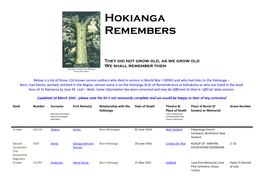 Hokianga Remembers