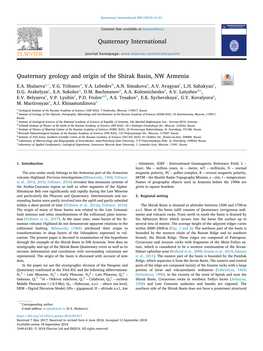 Quaternary Geology and Origin of the Shirak Basin, NW Armenia T ∗ E.A