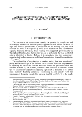 Assessing Testamentary Capacity in the 21St Century: Is Banks V Goodfellow Still Relevant?