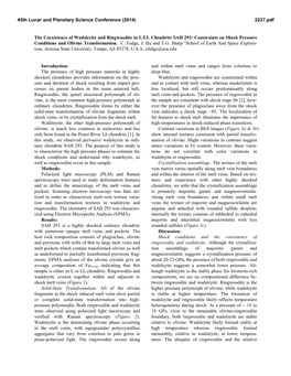 The Coexistence of Wadsleyite and Ringwoodite in L/LL Chondrite SAH 293: Constraints on Shock Pressure Conditions and Olivine Transformation