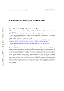 4-Manifolds and Topological Modular Forms