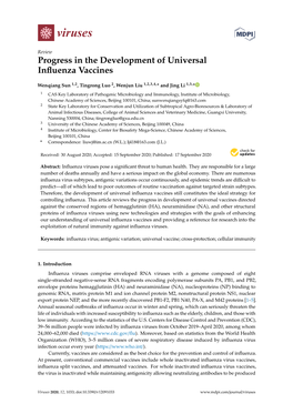 Progress in the Development of Universal Influenza Vaccines