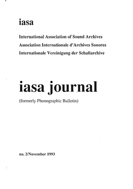 Iasa Jour.Naj (Formerly Phonographic Bulletin)