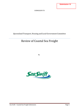Sea Swift – Coastal Sea Freight Submission Page 1