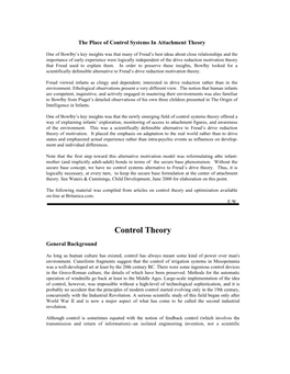 Control Theory and Optimization Available On-Line at Britanica.Com