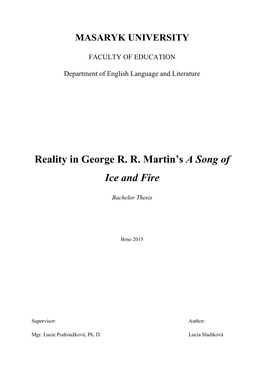 Reality in George R. R. Martin's a Song of Ice and Fire