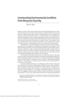 Constructing Environmental Conflicts from Resource Scarcity