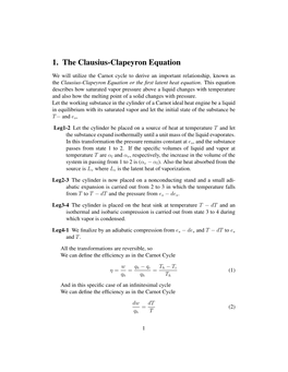 1. the Clausius-Clapeyron Equation