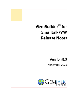 For Smalltalk/VW Release Notes