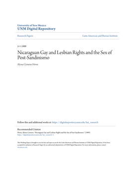 Nicaraguan Gay and Lesbian Rights and the Sex of Post-Sandinismo Alyssa Cymene Howe