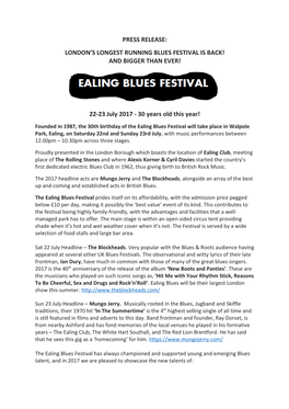 London's Longest Running Blues Festival Is