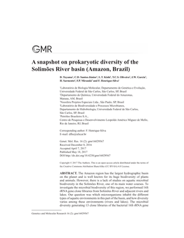 A Snapshot on Prokaryotic Diversity of the Solimões River Basin (Amazon, Brazil)