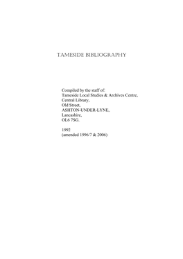 Tameside Bibliography