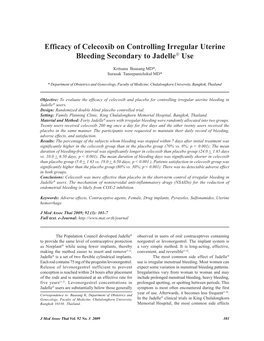 Efficacy of Celecoxib on Controlling Irregular Uterine Bleeding Secondary to Jadelle® Use