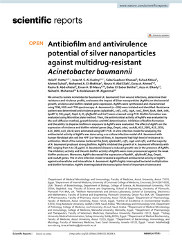 Antibiofilm and Antivirulence Potential of Silver Nanoparticles Against