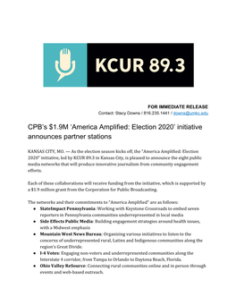 CPB's $1.9M 'America Amplified: Election 2020' Initiative Announces